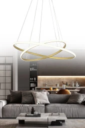 Dekorluna Bernardo 50x40 Büyük Çember Eskitme Modern Sarkıt Led Avize - 1