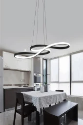 Dekorluna Modern Rimaldo Siyah Sarkıt Led Beyaz Power Ledli Salon Mutfak Oda Hol Ledli Avize - 1