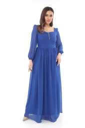 Kalp Yaka Büyük Beden Elbise 1785-Saks - 1