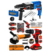DOZZER Elektrikci Seri 2.30 1500 Watt Kırıcı Delici Matkap+ Akülü Vidalama +115 Lik Spiral Taşlama Makinesi - 1