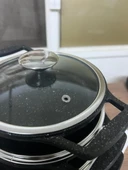 Maas Pırlanta 6 Parça Döküm Granit Sahan Seti 18-20-22 cm Siyah thumbnail 2