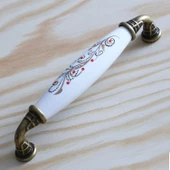 Gerçek Porselen Eskitme Antik Sarı 128 mm Mobilya Mutfak Çekmece Dolap Dolabı Kulpu Kulbu Kulpları thumbnail 3