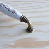 Gerçek Porselen Eskitme Antik Sarı 128 mm Mobilya Mutfak Çekmece Dolap Dolabı Kulpu Kulbu Kulpları thumbnail 6