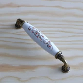 Gerçek Porselen Eskitme Antik Sarı 128 mm Mobilya Mutfak Çekmece Dolap Dolabı Kulpu Kulbu Kulpları thumbnail 5