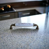 Gerçek Porselen Eskitme Antik Sarı 128 mm Mobilya Mutfak Çekmece Dolap Dolabı Kulpu Kulbu Kulpları thumbnail 2