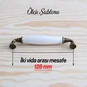 Gerçek Porselen Eskitme Antik Sarı 128 mm Mobilya Mutfak Çekmece Dolap Dolabı Kulpu Kulbu Kulpları thumbnail 7