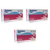 Dolphin Pudrasız Vinil Vinyl Tek Kullanımlık Eldiven Şeffaf Large Büyük Boy - 100'lü 3 Paket thumbnail 1