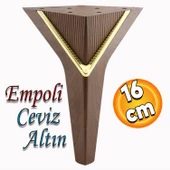 Empoli Lüks Mobilya Oturma Grubu Kanepe Sehpa TV Ünite Koltuk Ayağı Baza Ayakları Ceviz Altın 16 cm - 1