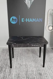 Haman 4 Adet Safir Serisi Jerry Kumaş Siyah Ahşap Ayaklı Sandalye Ve 70X110 Sabit Siyah Masa Takımı - 2