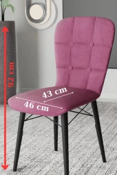 Haman 4 Adet Safir Serisi Jerry Kumaş Siyah Ahşap Ayaklı Sandalye Ve 70X110 Sabit Siyah Masa Takımı - 3