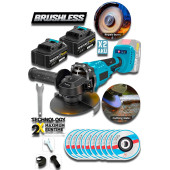 DOZZER Alman BLACK BLU 21V 3Ah Kömürsüz Motor 115 MM Akülü Avuç İçi Taşlama Makinesi +10 Taş - 1