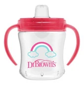 Dr. Browns Silikon ağızlı Alıştırma Bardağı 6ay+ 180 ml Pembe Gökkuşağı desenli - 1