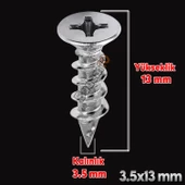 Sunta Vidası 3.5x13 Mm Paket 1000 Adet Sivri Uçlu Ahşap Tahta Ağaç Mobilya Ayak Kulp Vidası - 2