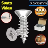 Sunta Vidası 3.5x18 Mm Paket 1000 Adet Sivri Uçlu Ahşap Tahta Ağaç Mobilya Ayak Kulp Vidası - 1