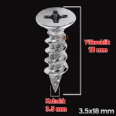 Sunta Vidası 3.5x18 Mm Paket 1000 Adet Sivri Uçlu Ahşap Tahta Ağaç Mobilya Ayak Kulp Vidası - 2