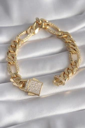 Marydien Gold Renk Zirkon Taşlı Zincir VIP Exclusive Seri Gurmet Model Kadın - 1