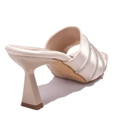Dagoster DZA07-1125031C Altın Saten Taşlı Abiye Topuklu Kadın Terlik - 4