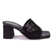 Dagoster DZA07-1221106C Siyah Rugan Klasik Topuklu Kadın Terlik - 2