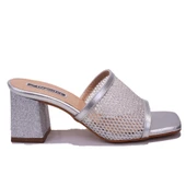 Dagoster DZA07-1221106C Gümüş Rugan Klasik Topuklu Kadın Terlik - 2