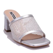 Dagoster DZA07-1221106C Gümüş Rugan Klasik Topuklu Kadın Terlik - 1