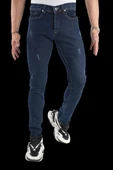 Erkek Dar Paça Desturalı New İndigo Kot Pantolon - 1