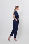 Düğmeli Fit Lacivert Tulum - 2