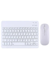Vorcom Sx Pro 10.1" Uyumlu Kablosuz Bluetooth Şarj Edilebilir Mini Q Klavye Mouse Seti - Beyaz - 1