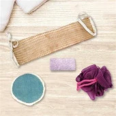 BUFFER® 4 Parçalı Banyo Duş Lifi Seti Vücut Sırt Yüz Lifi Ponza Taşı - 1