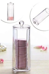 BUFFER® Kapaklı Makyaj Pamuğu Düzenleyici Organizer Şeffaf Pamukluk - 4