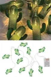 BUFFER® Pilli Yeşil Kaktüs Led Işık Zinciri Dekoratif Süs Aydınlatması - 3