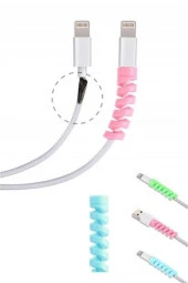BUFFER® 4lü Apple, Android Şaj Kablosu Koruyucu Silikon Spiral Yay Aparat - 9