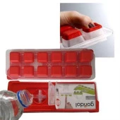 BUFFER® 12li Kapaklı Yapışmaz Silikon Tabanlı Plastik Küp Buz Kalıbı - 7