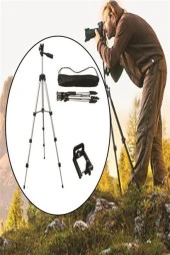 BUFFER® Taşıma Çantalı 130 cm Profesyonel Alüminyum Kamera Tripodu - 2
