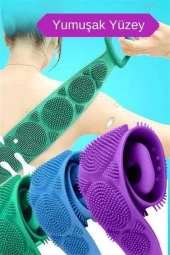 BUFFER® Çift Taraflı Banyo Hamam Lifi Silikon Masajlı Yumuşak Duş Lifi Uzun Ömürlü Hazır Banyo Keses - 11