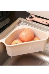 BUFFER® Vantuzlu Üçgen Sebze Meyve  Lavabo Raf Evye Süzgeç Sünger Tutucu Düzenleyici Mutfak Organize - 10