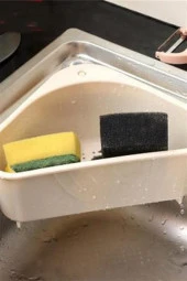 BUFFER® Vantuzlu Üçgen Sebze Meyve  Lavabo Raf Evye Süzgeç Sünger Tutucu Düzenleyici Mutfak Organize - 12