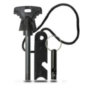 BUFFER® Acil Durum Magnezyum Çubuk Çakmaktaşı Hayatta Kalma Ateş Başlatıcı Çakmak Kiti Düdük Hediyel - 1