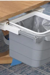 BUFFER® Mini Masa Çöp Kovası Plastik Tezgah Altı Geri Çekilebilir Yapışkanlı Görünmez Bölme Pratik - 12