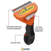 BUFFER® Uzun Tüylü Köpekler İçin Kolay Tarama Fırçası Temizlenebilir Çelik Tarak Tüy Toplayıcı Mediu - 3