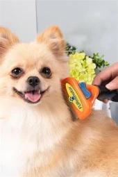 BUFFER® Uzun Tüylü Köpekler İçin Kolay Tarama Fırçası Temizlenebilir Çelik Tarak Tüy Toplayıcı Mediu - 8