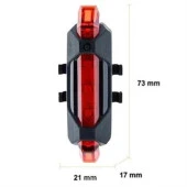 BUFFER® Usb Şarj Edilebilir Parlak Bisiklet Led Lamba Su Geçirmez Güvenlik Uyarı Arka Lamba Işığı - 5