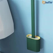 BUFFER® Duvara Monte Edilebilir Kapaklı Askılı Klozet Yumuşak Silikon Başlıklı Tuvalet Fırçası Seti - 7