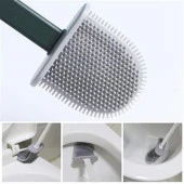 BUFFER® Duvara Monte Edilebilir Kapaklı Askılı Klozet Yumuşak Silikon Başlıklı Tuvalet Fırçası Seti - 8