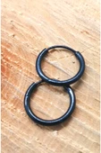 Siyah  Renk Çelik Halka Küpe 1,2 cm Çap - 1