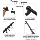 BUFFER® Retro Ferforje Askılı Siyah Ahşap Kulplu Düzenleyici Mutfak Sepeti - 6