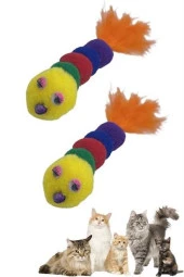 BUFFER® Yumuşacık İpli Tırtıl Şeklinde Rengarenk Sevimli Evcil Hayvan Oyuncağı - 9