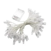 BUFFER® 3 Metre 20li Led Işıklı Dekoratif Fotoğraf Askılığı Mandalları - 2