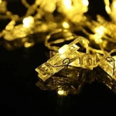 BUFFER® 3 Metre 20li Led Işıklı Dekoratif Fotoğraf Askılığı Mandalları - 5