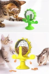 Buffer® Vantuzlu Zilli İnteraktif Dönebilen Mama Kaplı Renkli Eğlenceli Eğitici Kedi Oyuncağı - 9