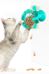 Buffer® Vantuzlu Zilli İnteraktif Dönebilen Mama Kaplı Renkli Eğlenceli Eğitici Kedi Oyuncağı - 10